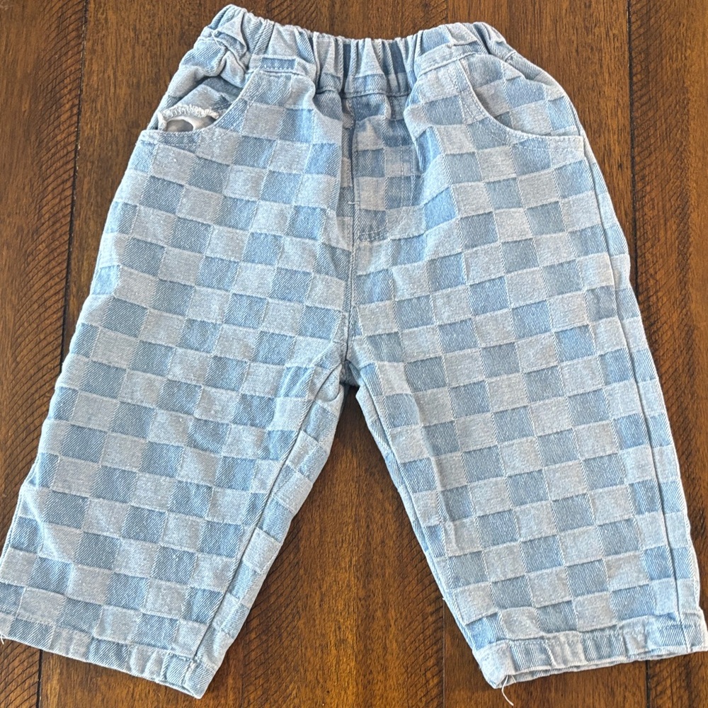 Kids Blue Checkered Pants